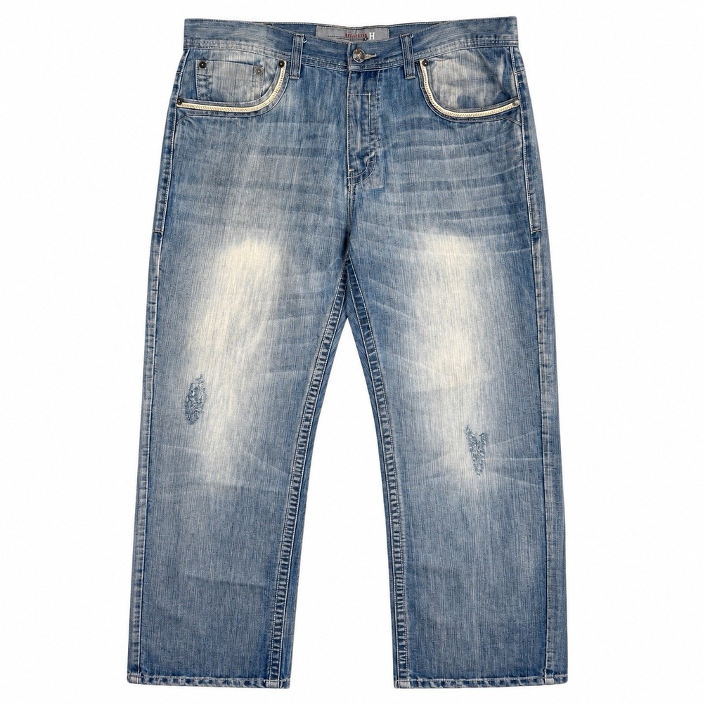 Vintage Y2K Halifax Skater Jeans 40x32 Baggy Wide Leg Light Wash Distressed Flap